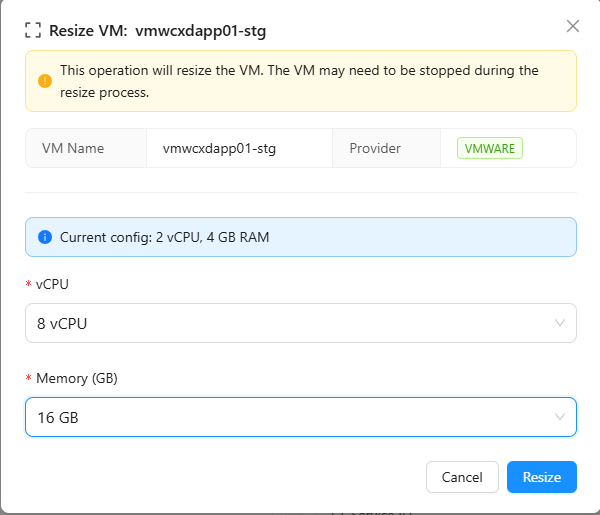 VM Resize